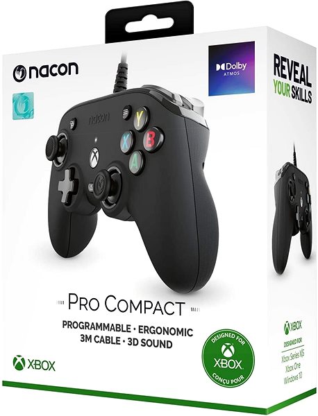 Gamepad Nacon Pro Compact Controller - Black - Xbox Packaging/box