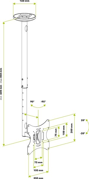 TV Stand AlzaErgo M505B Ceiling Technical draft