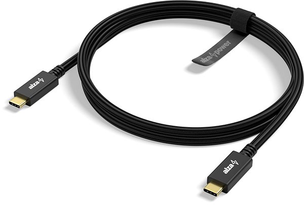 Dátový kábel AlzaPower AluCore USB-C to USB-C (Gen2) 5A/100W Bočný pohľad