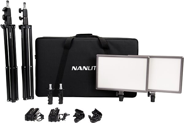 Stúdió lámpa Nanlite LumiPad 25 Szett, 2× LED lámpa, 2× állvány, táska ...