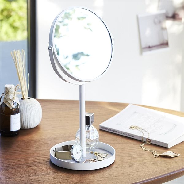 Makeup Mirror YAMAZAKI Cosmetic Mirror with Bowl Tower 2819, White Lifestyle