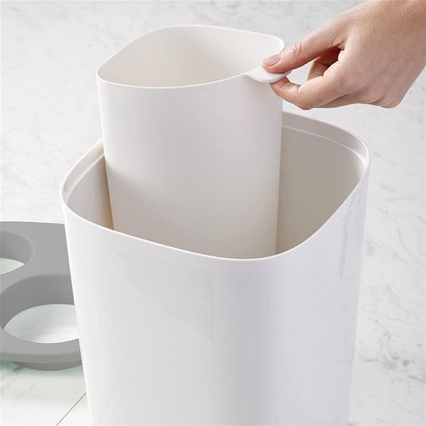 Rubbish Bin JOSEPH JOSEPH Bathroom Waste Bin Sorting Split 70514, White/Grey Features/technology