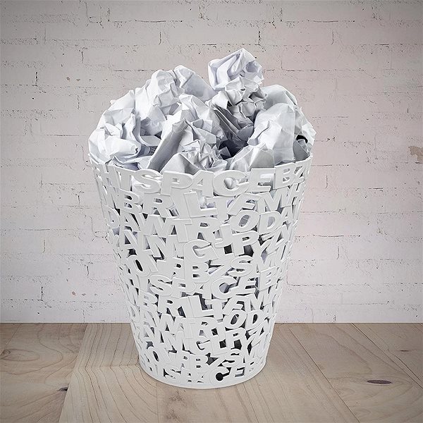 Rubbish Bin BALVI Waste Bin Letters 26883, White Lifestyle