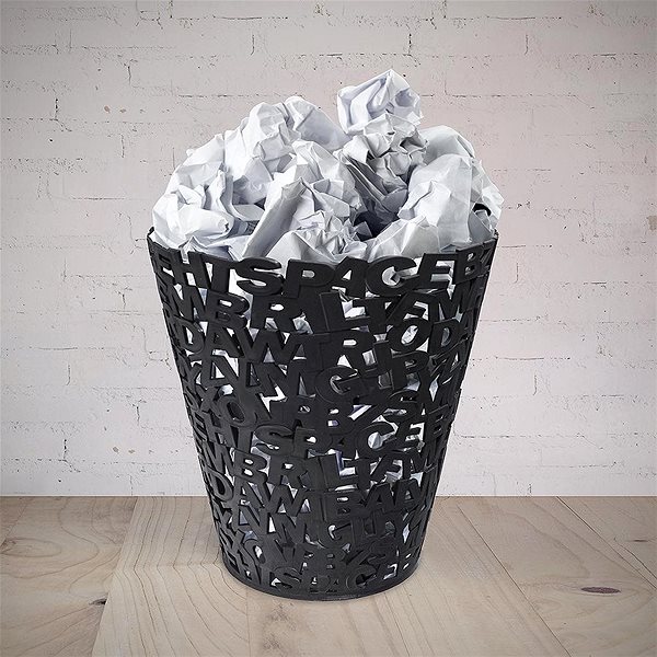 Rubbish Bin BALVI Waste Bin Letters 26884, Black Lifestyle