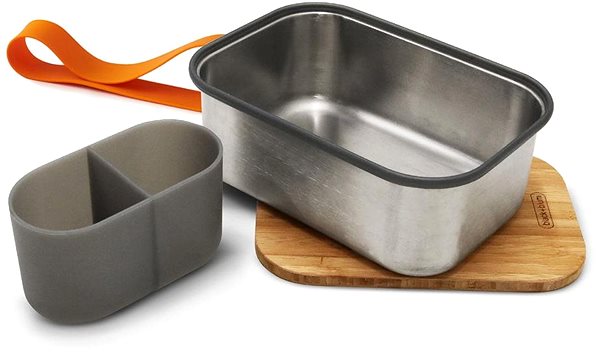 Snack Box BLACK + BLUM Snack Box SandwichBox Appetit 1250ml, Stainless-steel/Bamboo, Orange Lateral view