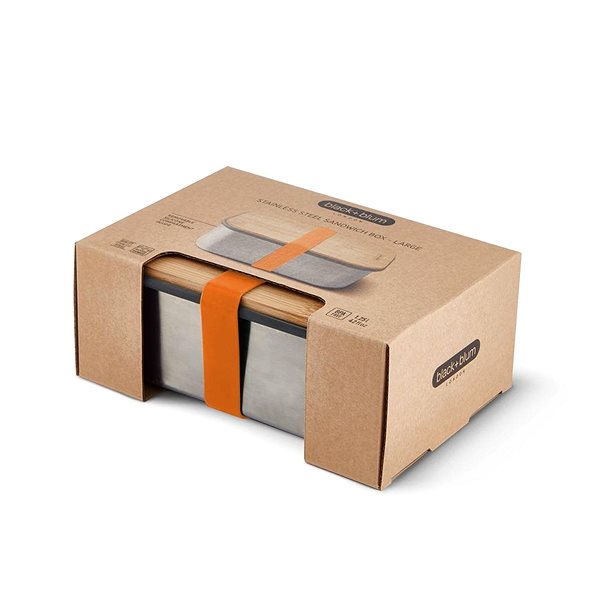 Snack Box BLACK + BLUM Snack Box SandwichBox Appetit 1250ml, Stainless-steel/Bamboo, Orange Packaging/box