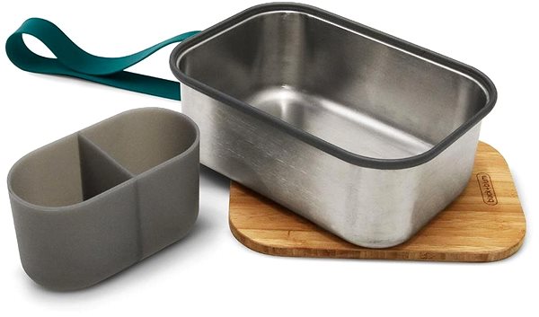 Snack Box BLACK + BLUM Snack Box SandwichBox Appetit 1250ml, Stainless-steel/Bamboo, Ocean Blue Lateral view