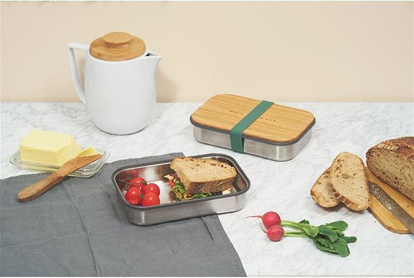 Snack Box BLACK + BLUM Snack Box SandwichBox Appetit 900ml, Stainless-steel/Bamboo, Green Lifestyle