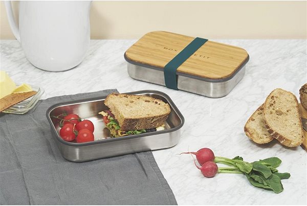 Snack Box BLACK + BLUM Snack Box SandwichBox Appetit 900ml, Stainless-steel/Bamboo, Blue Lifestyle