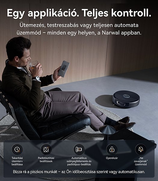 Robotporszívó Narwal Flow 2 AI robot hernyós felmosóval és öntisztító állomással ...