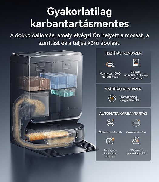 Robotporszívó Narwal Flow 2 AI robot hernyós felmosóval és öntisztító állomással ...