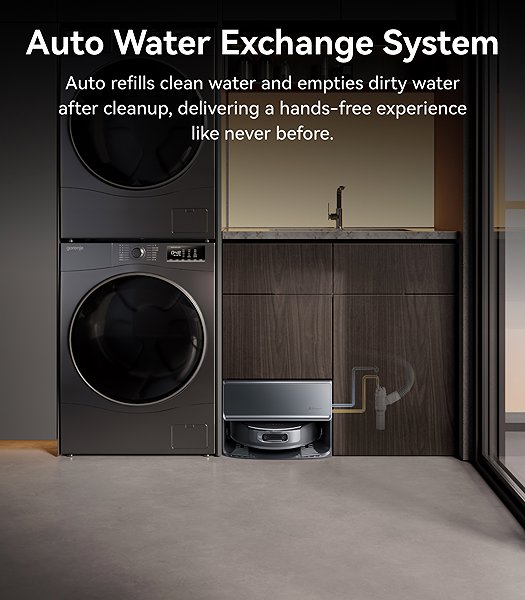 Robot Vacuum Narwal Flow2 Compact Station AI Robot with Roller Mop and Self-Cleaning Station with Plumbing Connec ...