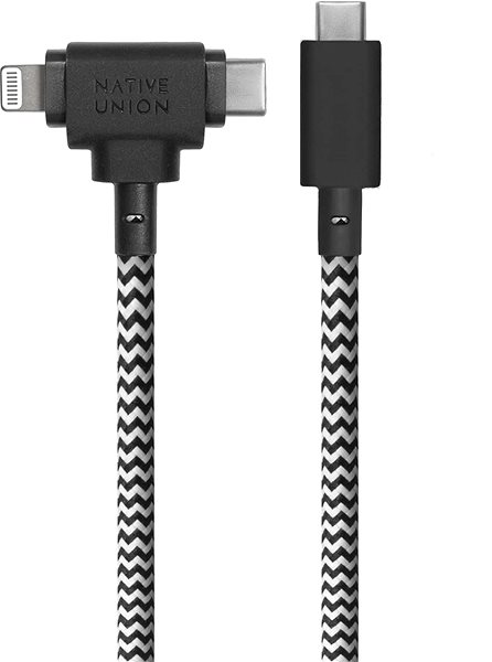 Dátový kábel Native Union Belt Universal Cable (USB-C – Lighting/USB-C) 1.5m Zebra ...