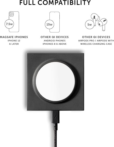 Kabelloses Ladegerät Native Union Drop Magnetic Wireless Charger Black ...