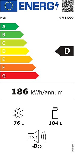 Built-in fridge NEFF KI7863DD0 Energy label
