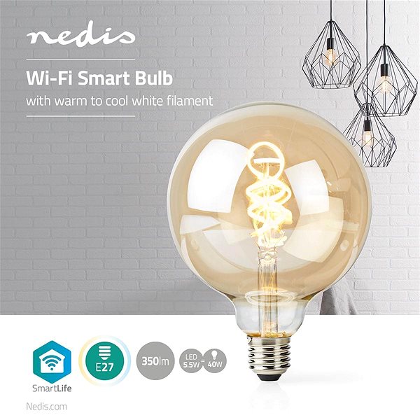 LED Bulb NEDIS Wi-Fi Smart Bulb E27 WIFILT10GDG125 ...