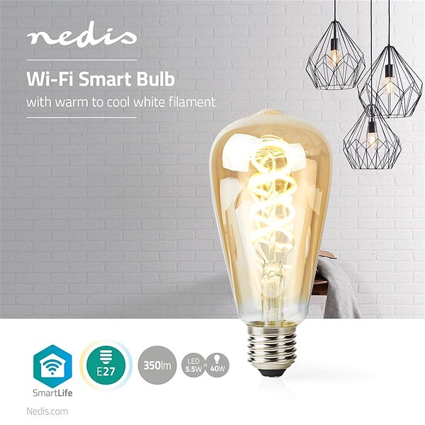 LED Bulb NEDIS Wi-Fi Smart Bulb E27 WIFILT10GDST64 Lifestyle