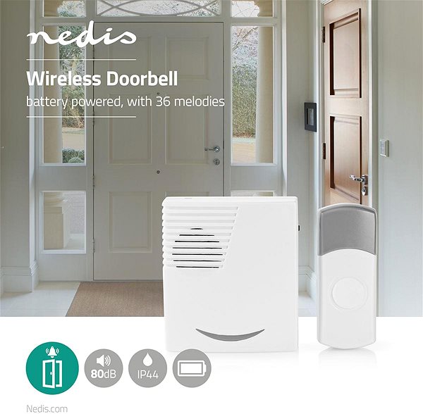 Doorbell NEDIS Wireless Doorbell Set DOORB211WT Packaging/box