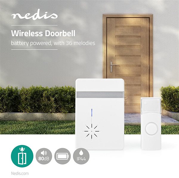 Doorbell NEDIS Wireless Doorbell Set DOORB212WT Features/technology