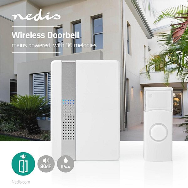 Doorbell NEDIS Wireless Doorbell Set DOORB223CWT Features/technology