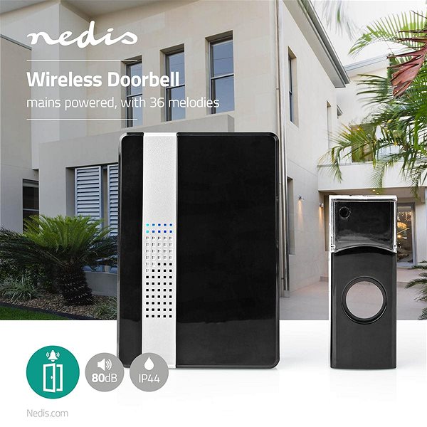 Doorbell NEDIS Wireless Doorbell Set DOORB223CBK Features/technology