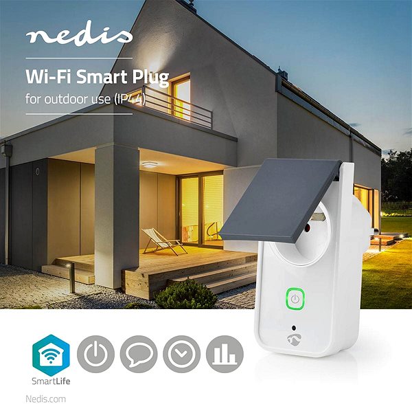 Okos konnektor NEDIS Wi-Fi okos kültéri aljzat 16 A Jellemzők/technológia
