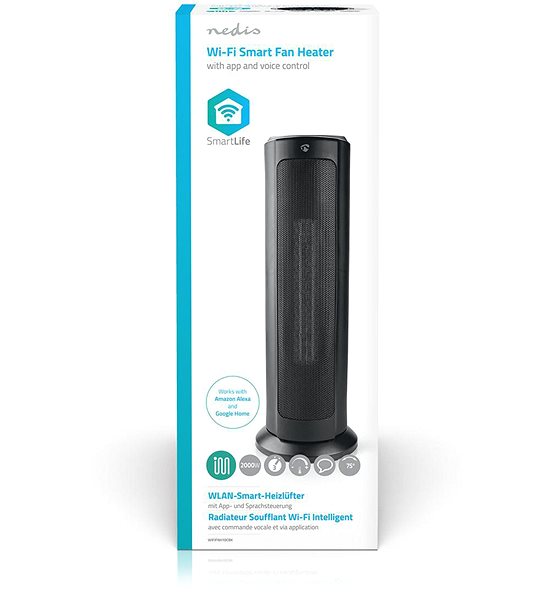 Ventilátor NEDIS WiFi inteligentný stĺpový ventilátor s vykurovacím telesom WIFIFNH10CBK Obal/škatuľka