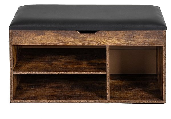 Nejlevnější nábytek Calki Shoe Rack with Seat, Brown/Black Synthetic leather.