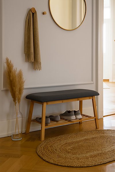 Nejlevnější nábytek Jumo Bench, Natural/Grey Fabric