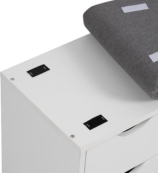 Nejlevnější nábytek Orvi Shoe Rack Bench with Seat, White/Grey Fabric