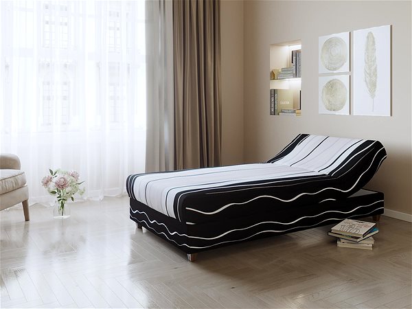 Posteľ Nejlevnější nábytek Nejby, 90 × 198 cm, čalúnená, čierna/biela/sivá ...
