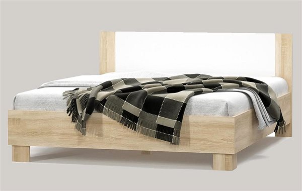 Posteľ Nejlevnější nábytek Kabir s roštom 180 × 200 cm, dub sonoma/biela ...