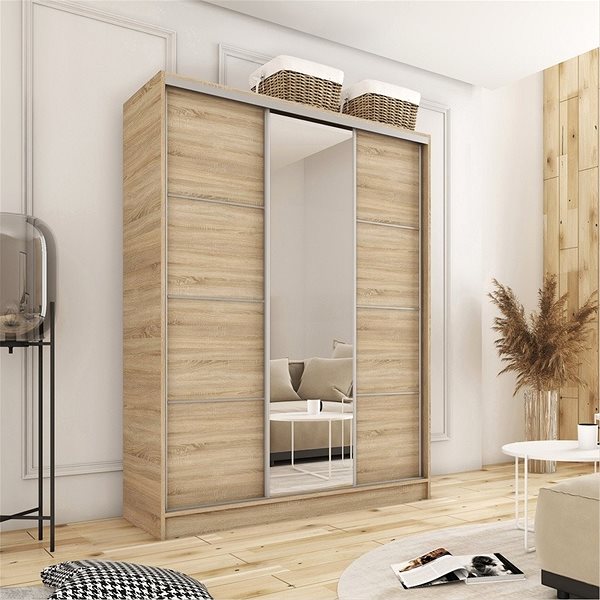 Nejlevnější nábytek Litolaris 180 wardrobe with mirror, sonoma oak.
