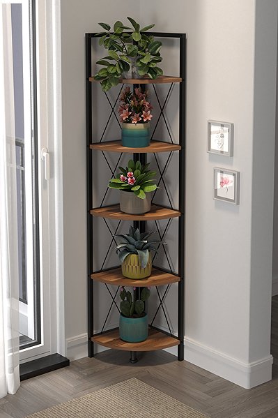 Shelving Unit Cheapest furniture Sarul, metal, corner, black/walnut ...