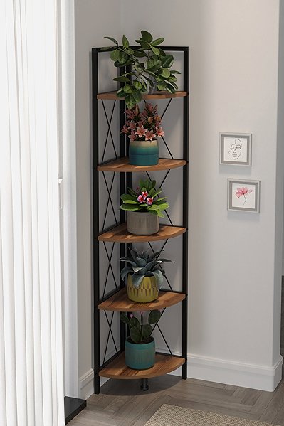 Shelving Unit Cheapest furniture Sarul, metal, corner, black/walnut ...