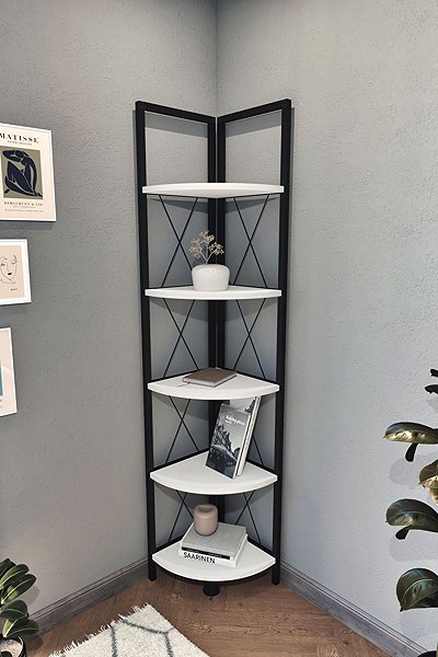 Shelving Unit Cheapest furniture Sarul, corner, metal, black/white ...