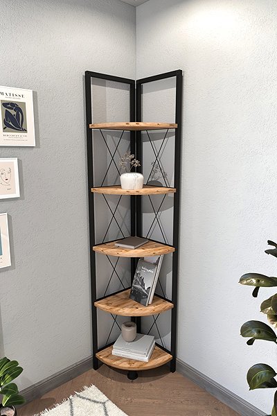 Shelving Unit Cheapest furniture Sarul, metal, corner, black/pine ...