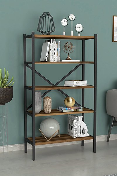 Shelving Unit Cheapest furniture Ivelgar, metal, black/walnut ...