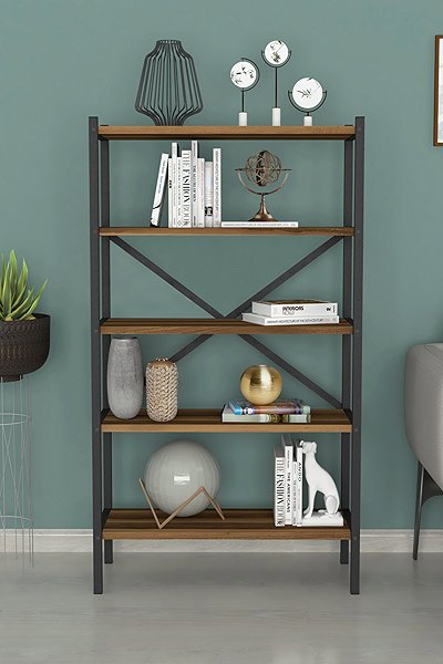 Shelving Unit Cheapest furniture Ivelgar, metal, black/walnut ...
