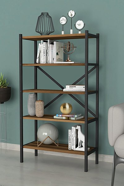 Shelving Unit Cheapest furniture Ivelgar, metal, black/walnut ...