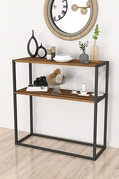 Shelving Unit Cheapest Vallo furniture, metal, black/walnut ...