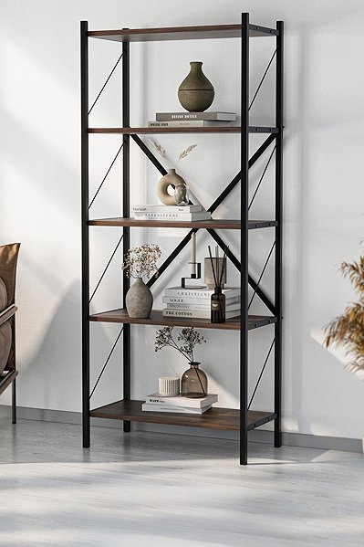 Shelving Unit Cheapest furniture Mebru, metal, 158 cm, black/mars ...