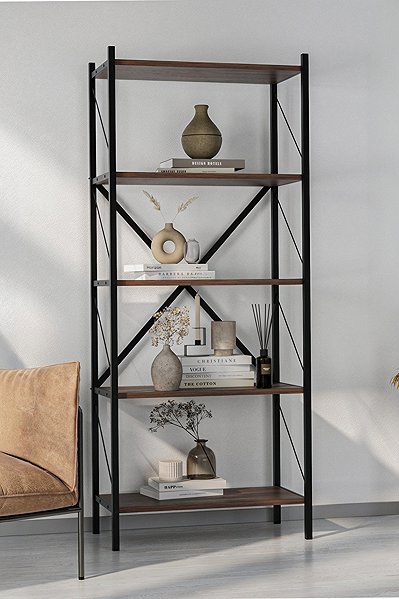 Shelving Unit Cheapest furniture Mebru, metal, 158 cm, black/mars ...
