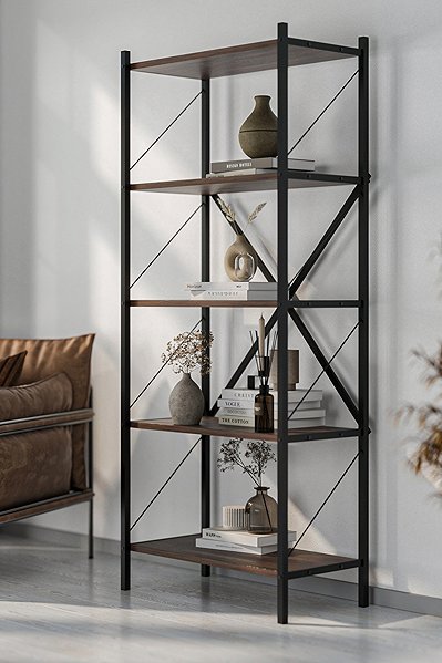 Shelving Unit Cheapest furniture Mebru, metal, 158 cm, black/mars ...