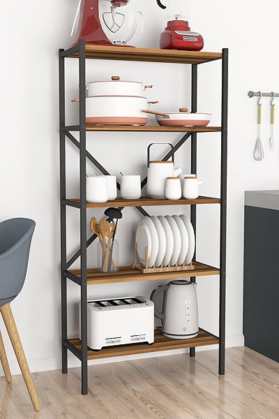 Shelving Unit Cheapest furniture Rosul, metal, black/walnut ...