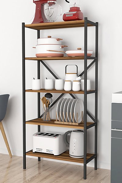 Shelving Unit Cheapest furniture Rosul, metal, black/walnut ...