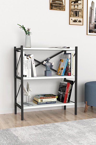 Shelving Unit Cheapest furniture Mebru, metal, 86 cm, black/white ...