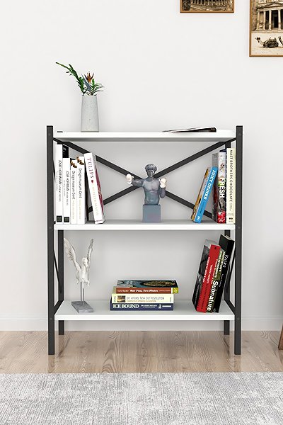 Shelving Unit Cheapest furniture Mebru, metal, 86 cm, black/white ...