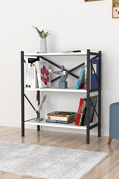 Shelving Unit Cheapest furniture Mebru, metal, 86 cm, black/white ...