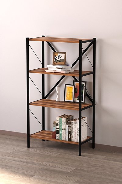 Shelving Unit Cheapest furniture Halros, metal, black/walnut ...